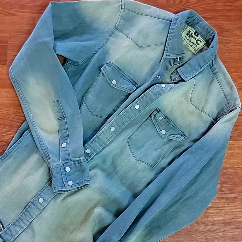H Bar C ranchwear slim fit pearl button rodeo button down